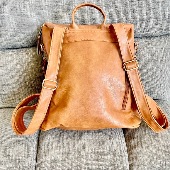 Faux Leather Convertible Purse-Tan - Picture 3 of 8